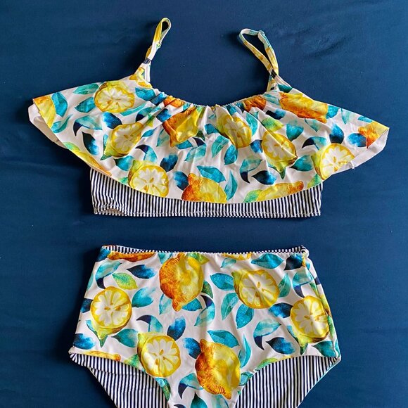 Lemon Print Falbala Biniki - Picture 4 of 5